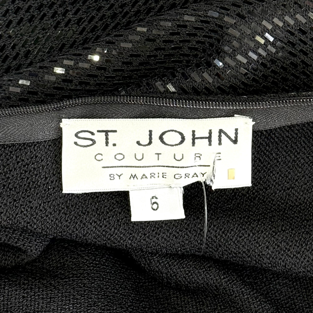 St. John Black Santana Knit Long Dress – Allover Paillettes – Size 6