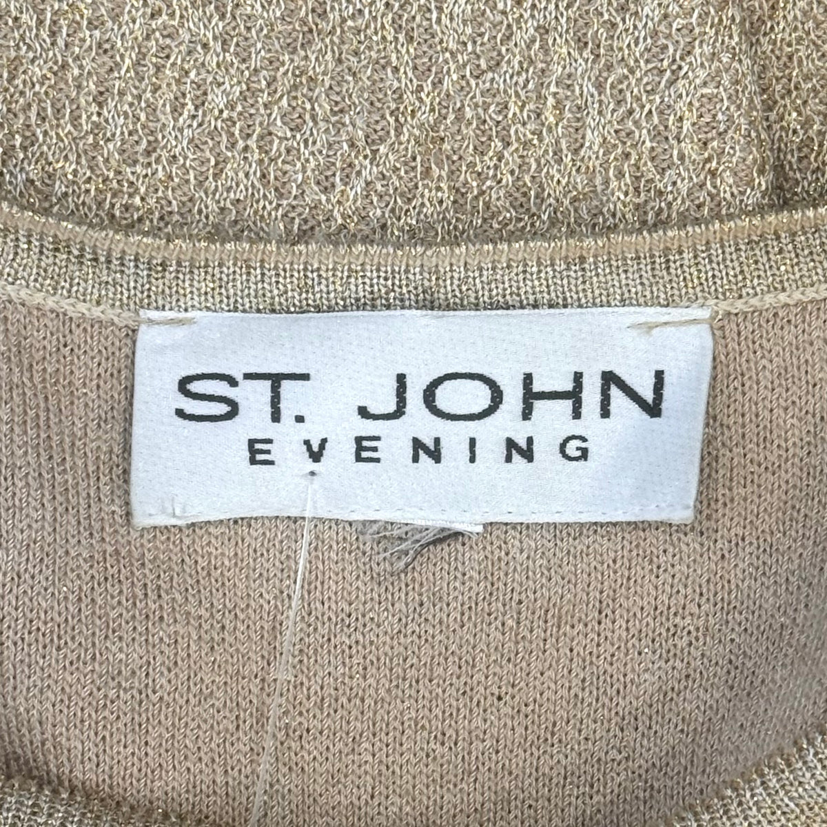 St. John Gold Textured Knit Evening Dress – Gold & Silver Paillettes – Size 14