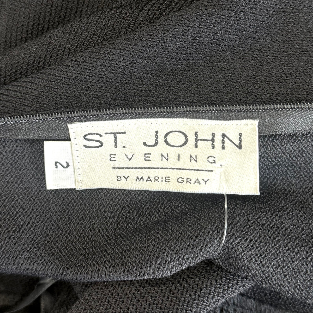 St. John Black Santana Knit Long Dress – Crystal Paillettes & Open Stitching – Size 2 and 6