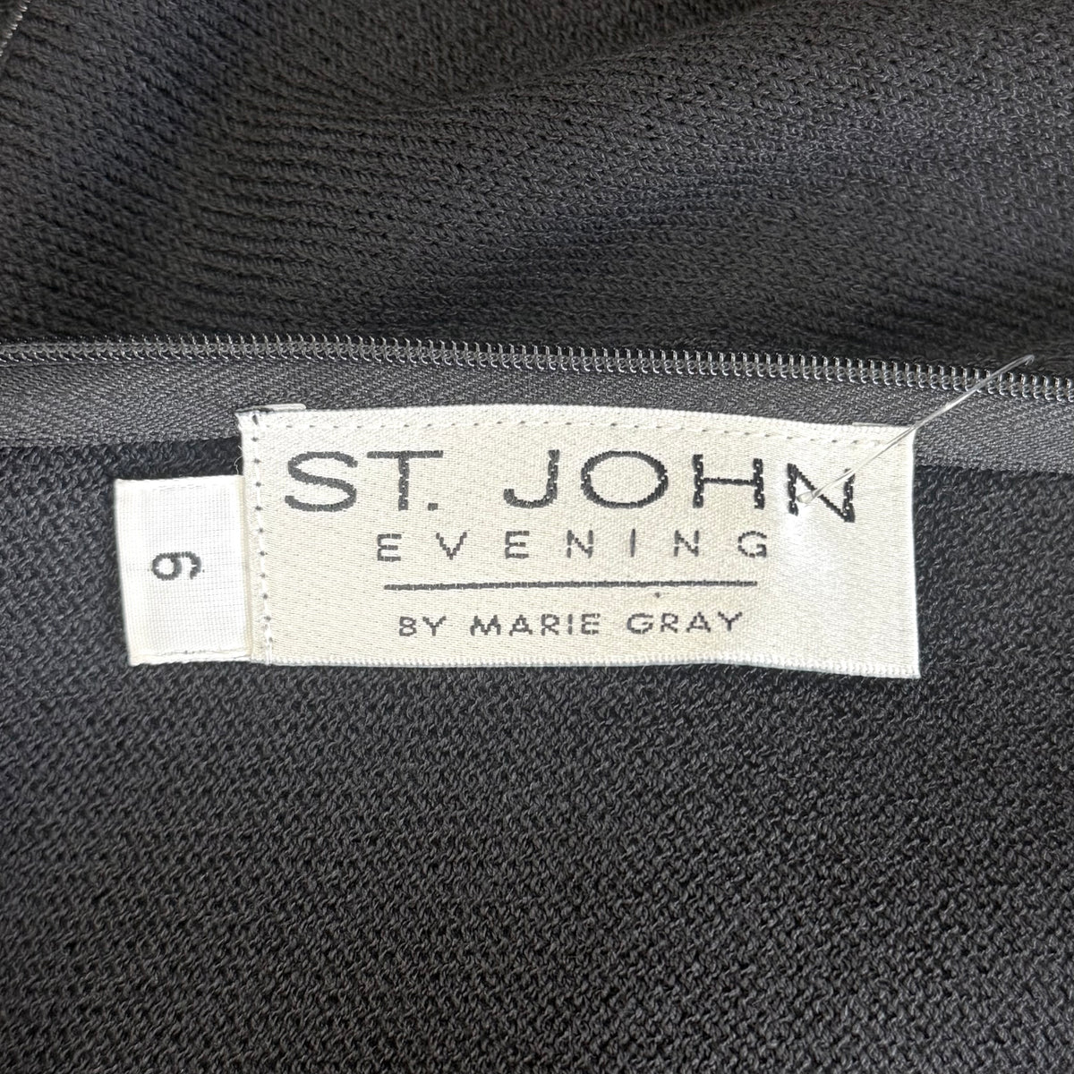 St. John Black Santana Knit Long Dress – Crystal Paillettes & Open Stitching – Size 2 and 6