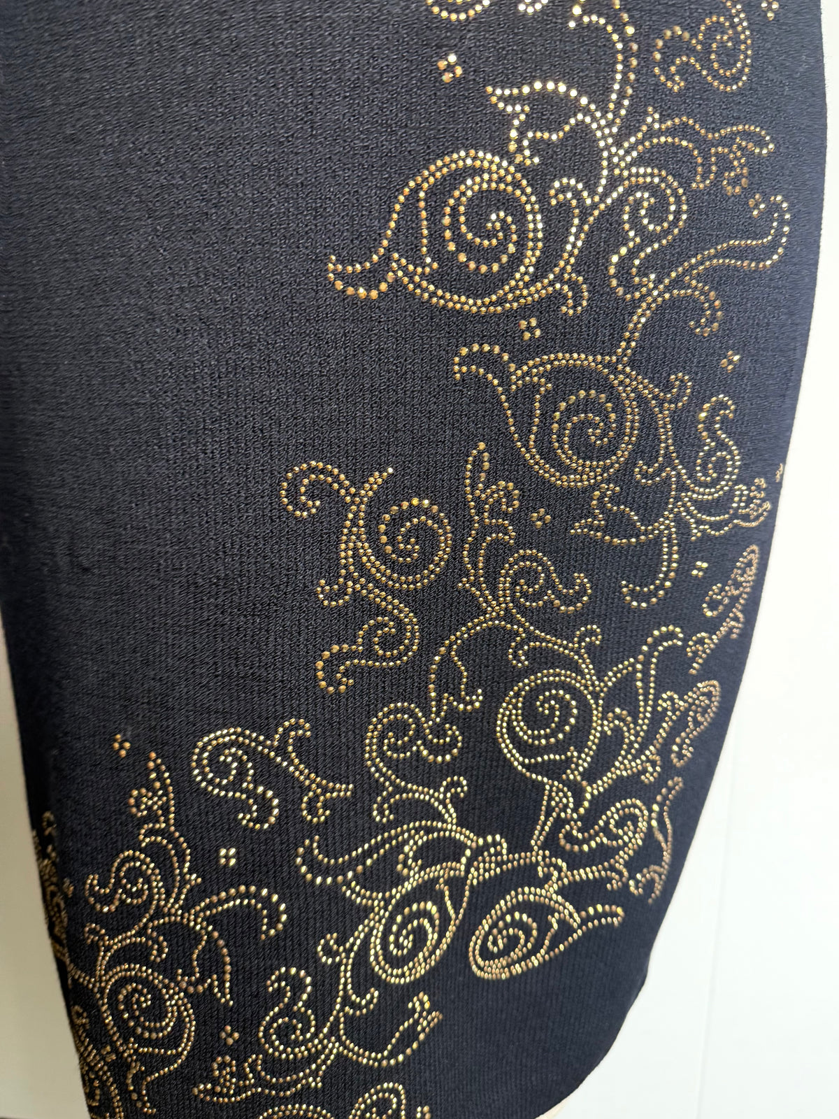 St. John Black Santana Knit Dress – Gold Paillette Stud Design – Size 10