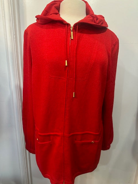 St John Knit Jacket SZ 14 Red