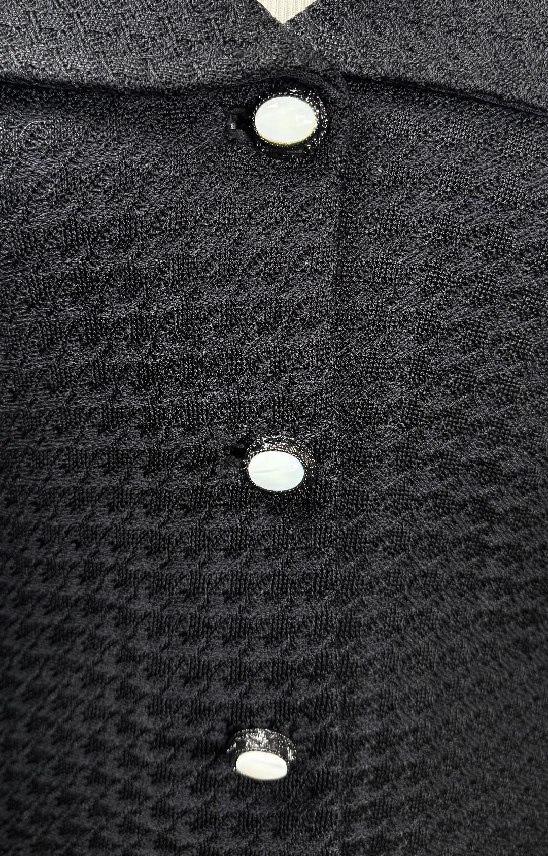 St. John Black Paillette Embellished Collar Jacket with Pearl Buttons - Size 10
