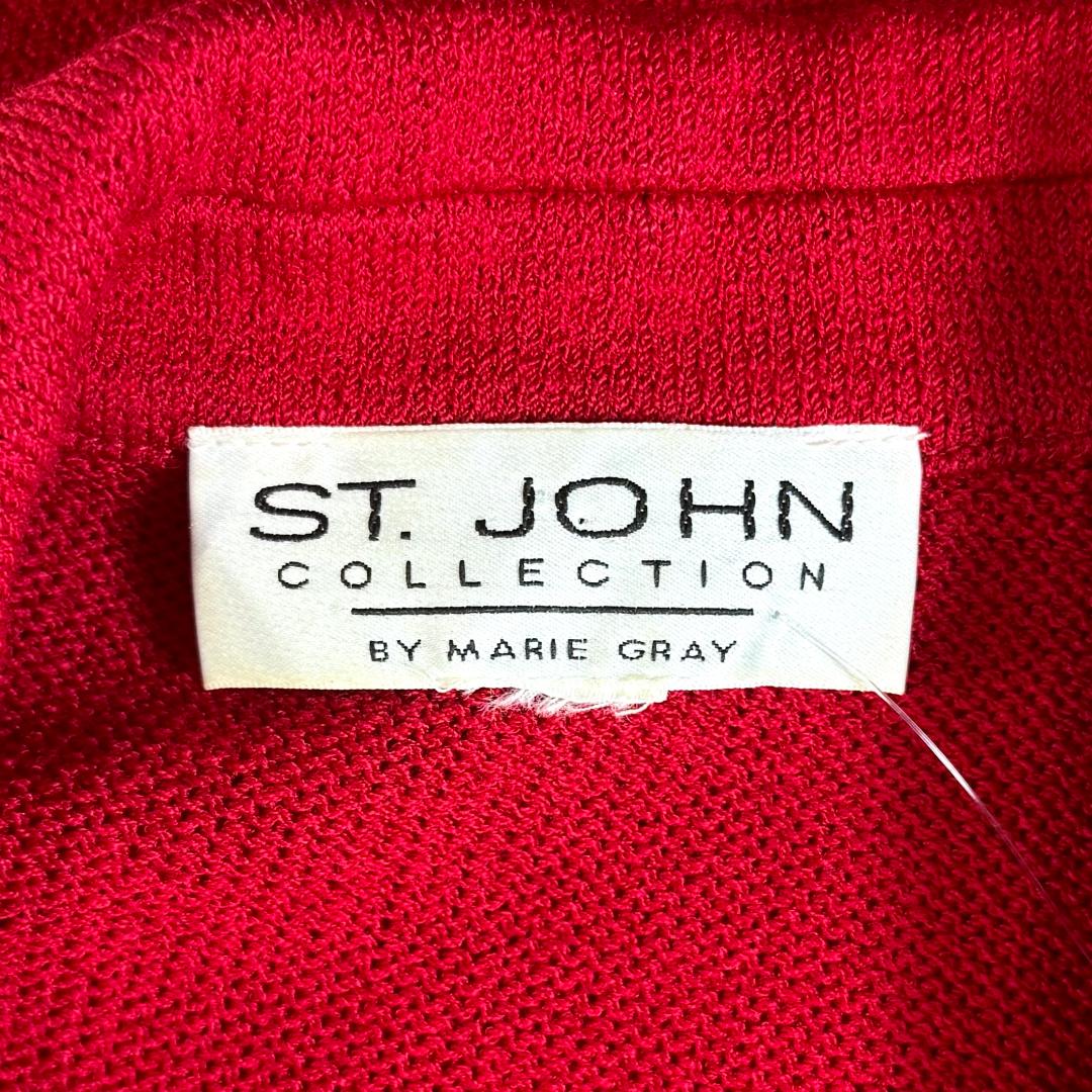 St. John Classic Long Jacket in Dark Red with Gold Logo Buttons - Size L/10/12