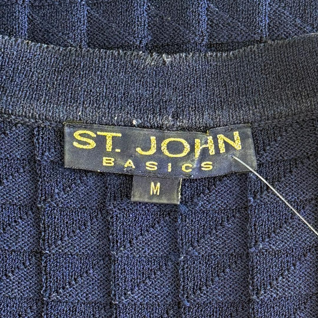 St. John Classic Short Sleeve Jacket in Navy Textured Santana Knit - Size M/8/10