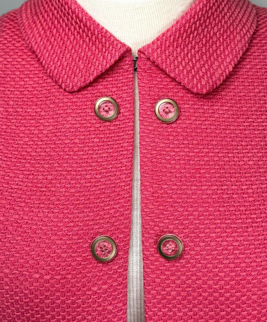 St. John Coral Pink Cotton Blend Jacket with Pockets - Size 16