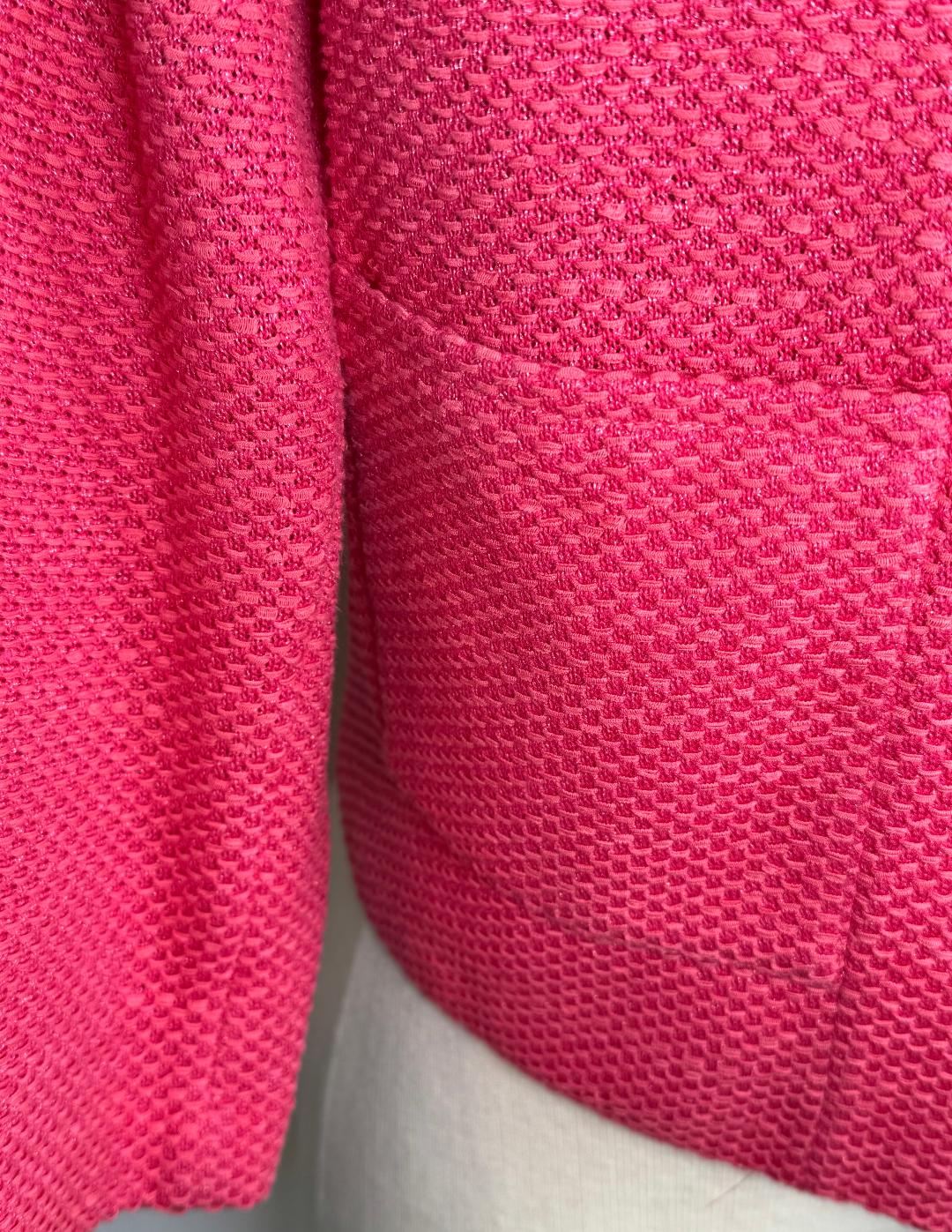 St. John Coral Pink Cotton Blend Jacket with Pockets - Size 16