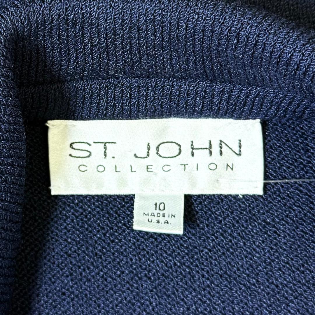 St. John Navy Santana Knit Jacket with White Trim – Size 10