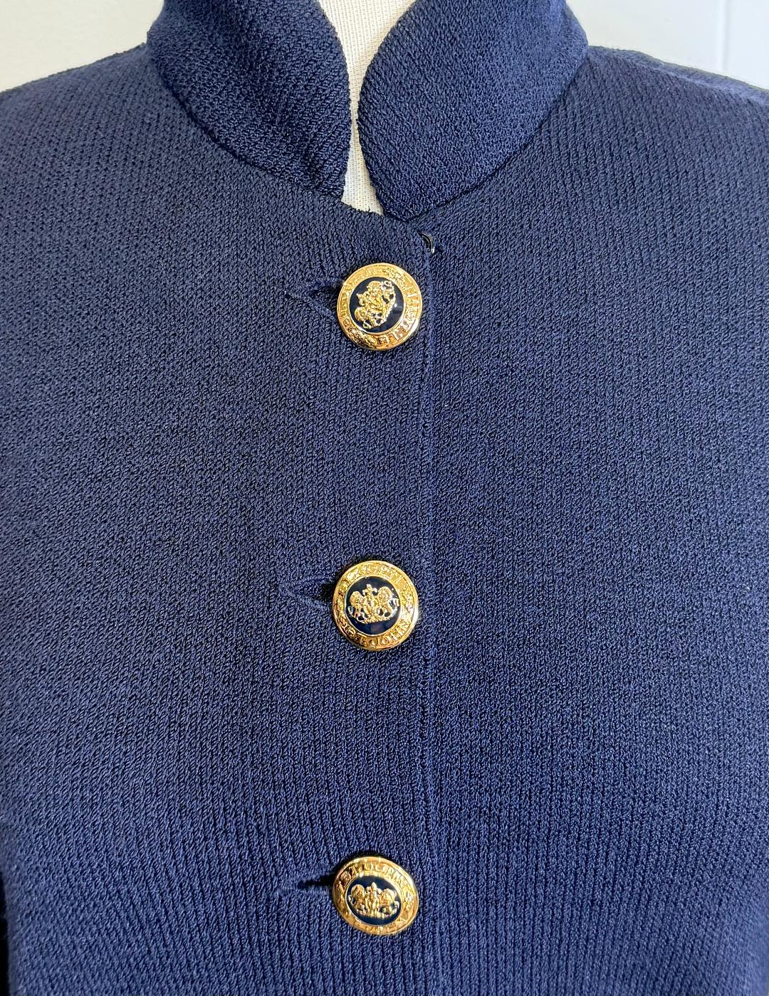 St. John Iconic Long Navy Santana Knit Jacket – Size S (4/6)