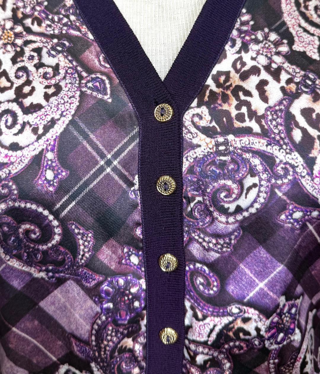 St. John Multi-Purple Cardigan Jacket – Gold Buttons – Size 10