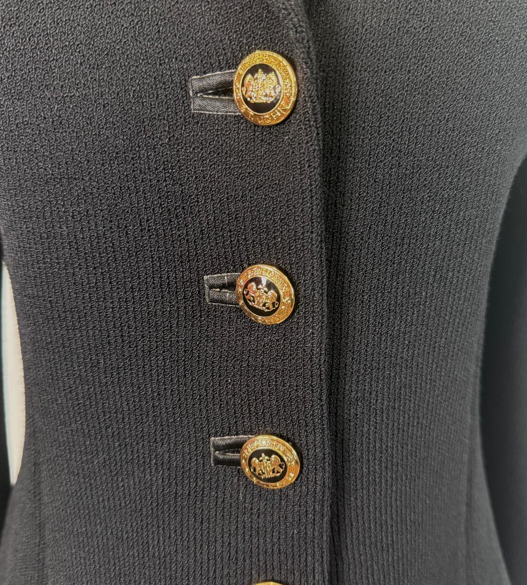 Iconic St.John knit black jacket black gold logo buttons