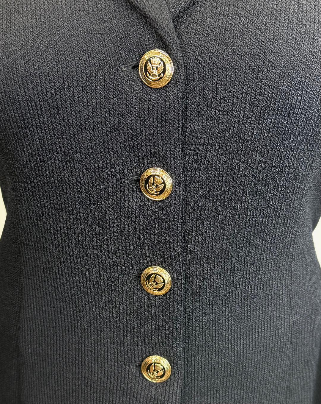 Iconic St.John knit black jacket crest buttons