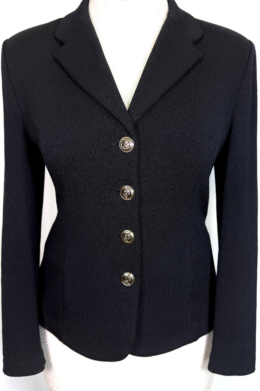 Iconic St.John knit black jacket crest buttons