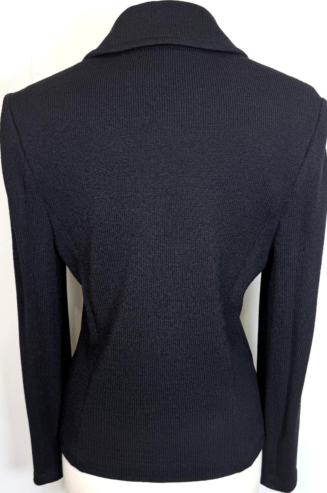 Basic St.John knit black jacket logo buttons size