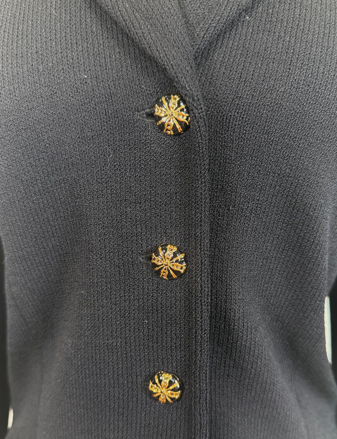 Basic St.John knit black jacket logo buttons size