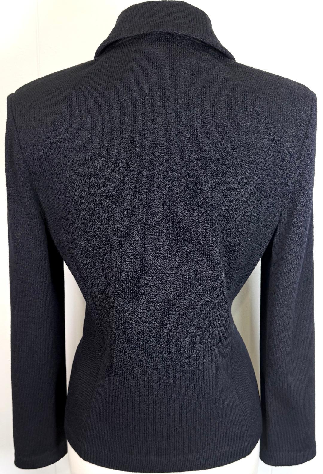 St. John Black Santana Knit Jacket – Gold Logo Buttons – Multiple Sizes