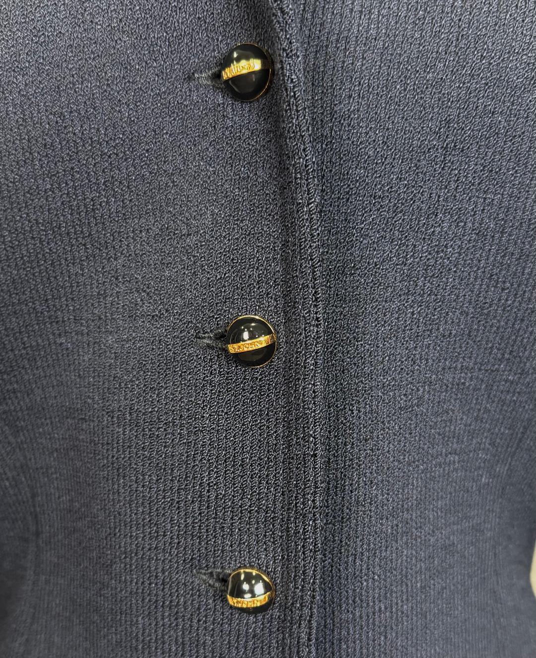 St. John Black Santana Knit Jacket – Gold Logo Buttons – Multiple Sizes