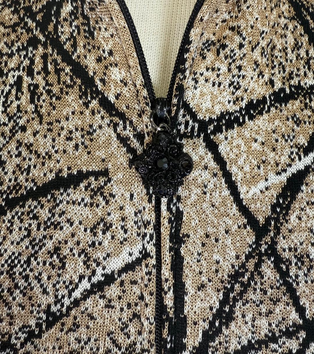 St. John Multi-Tone Printed Jacket – Tiger Motif with Paillettes – Size 6