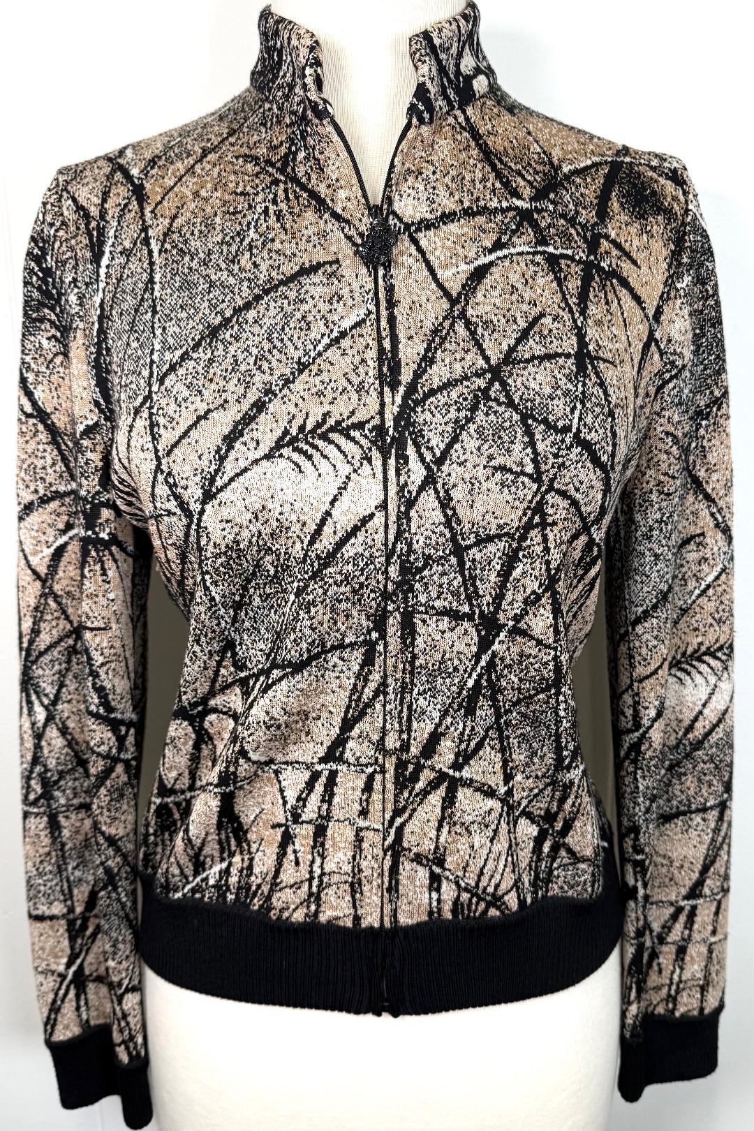 St. John Multi-Tone Printed Jacket – Tiger Motif with Paillettes – Size 6