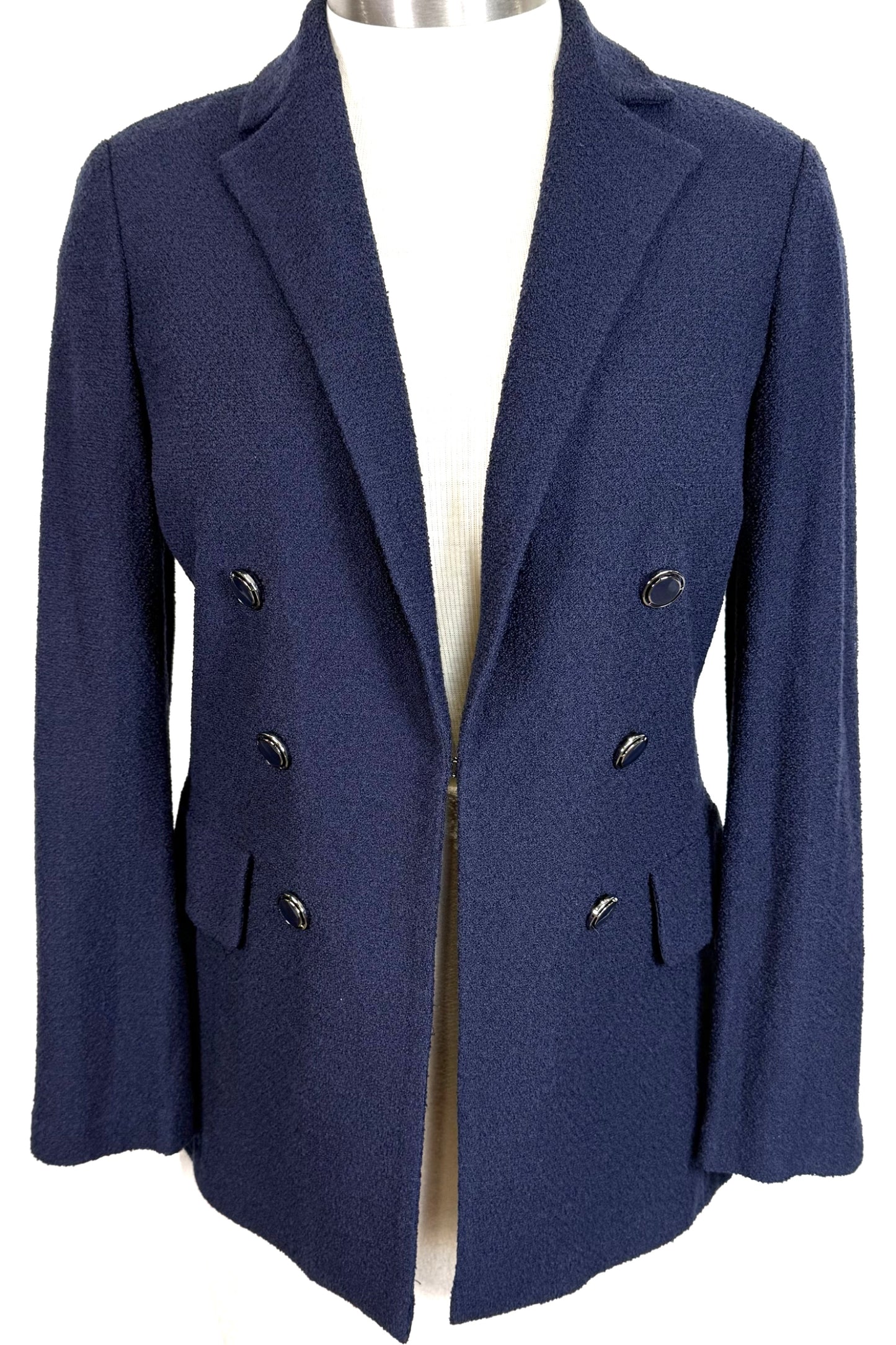 St. John Navy Textured Santana Knit Jacket – Size 12