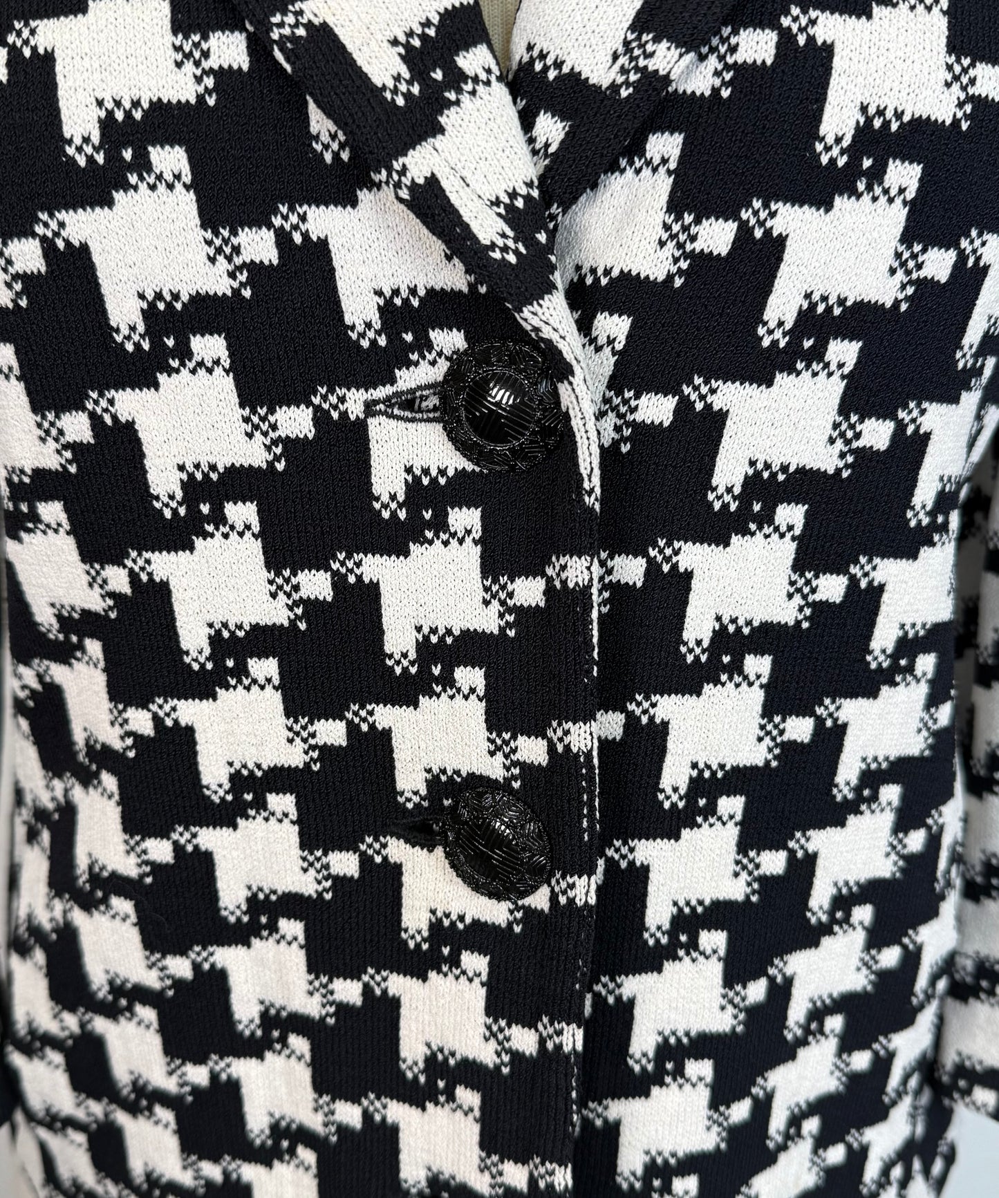 St. John Black & White Santana Knit Print Jacket – Size 12
