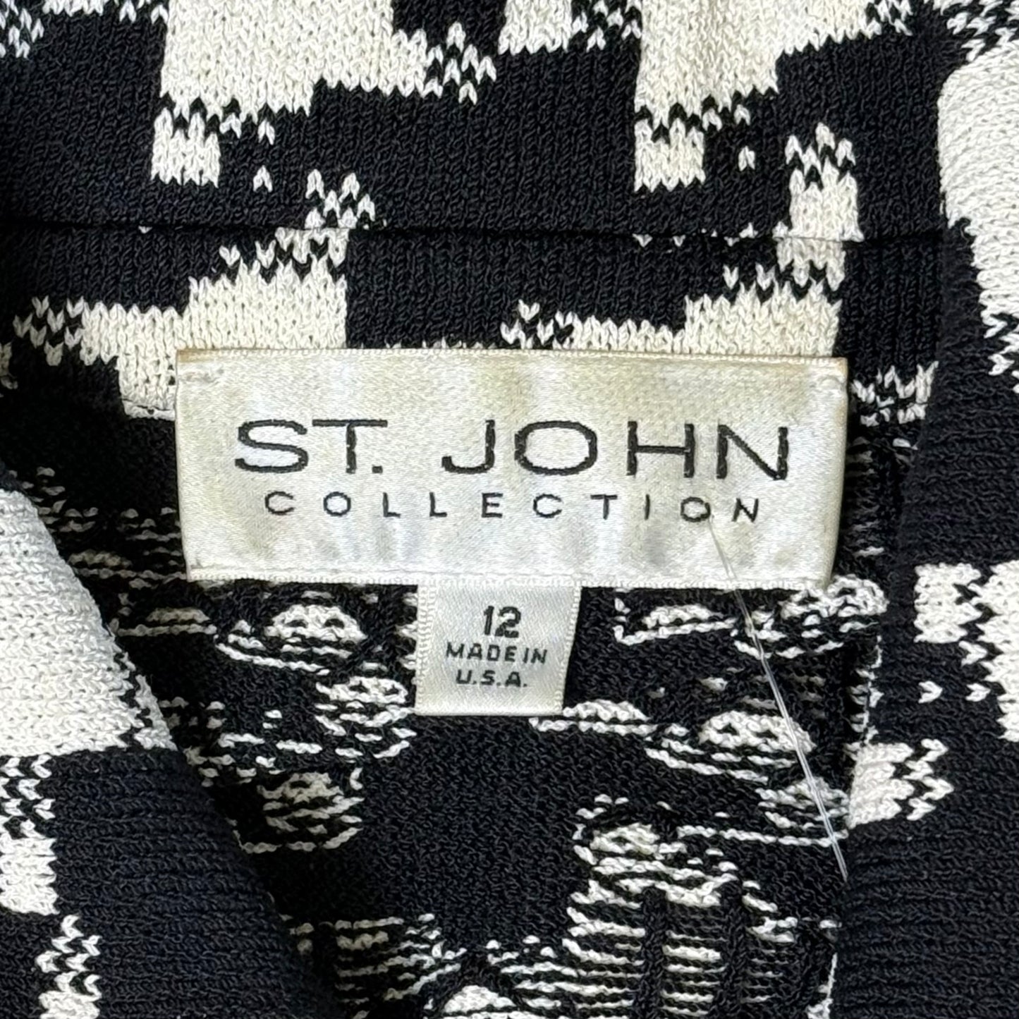 St. John Black & White Santana Knit Print Jacket – Size 12
