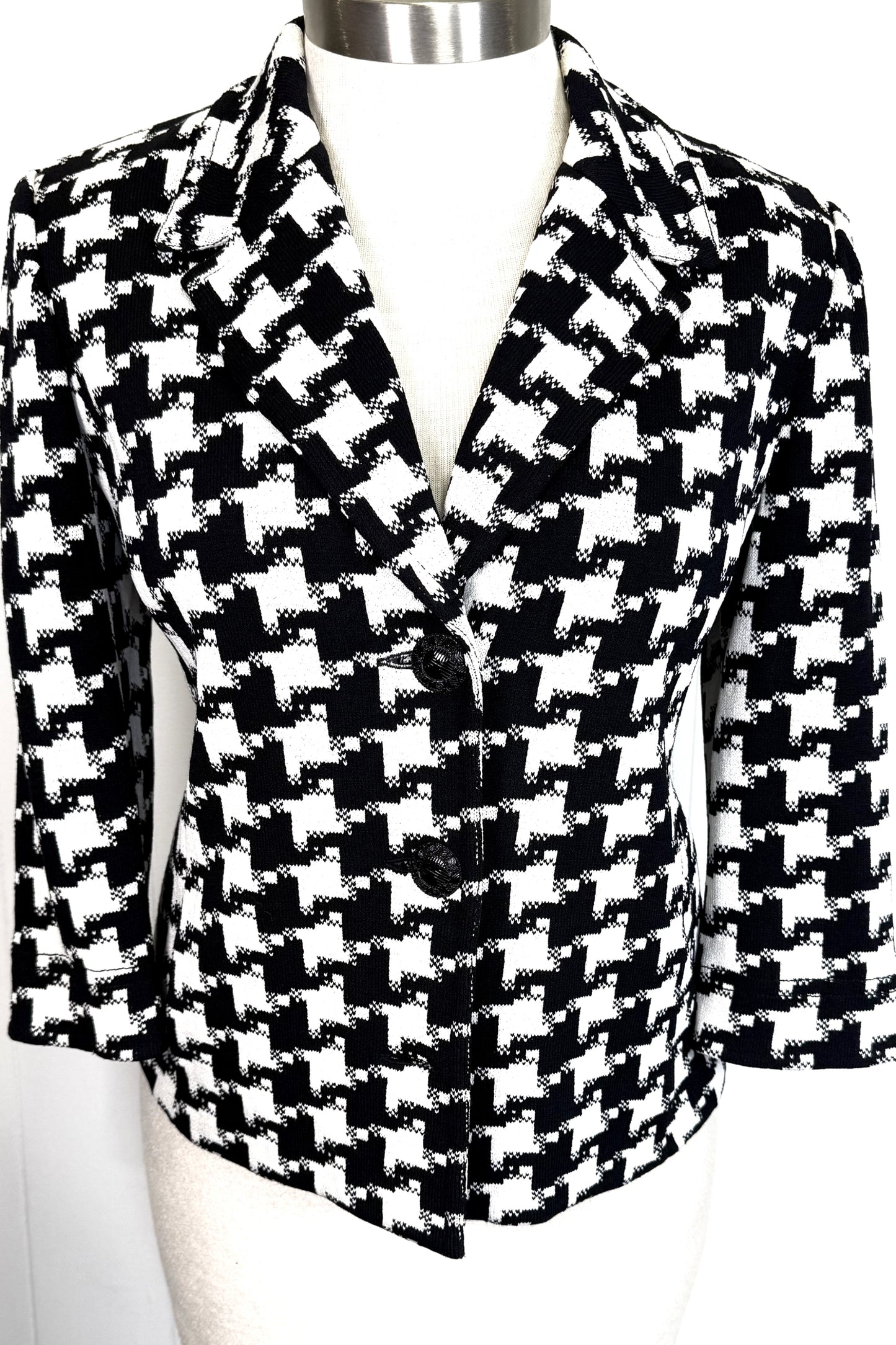St. John Black & White Santana Knit Print Jacket – Size 12