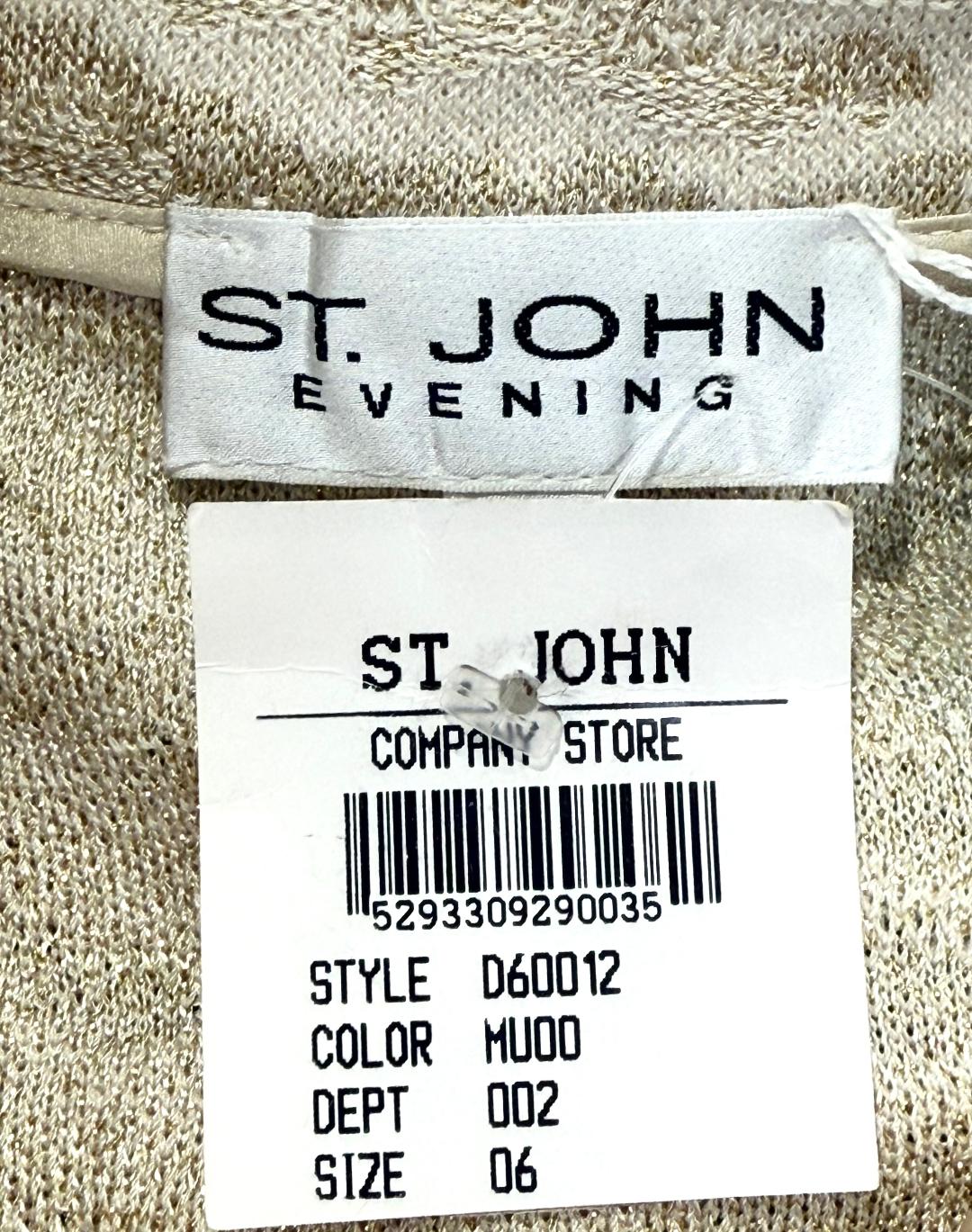St. John Gold & Off-White Evening Jacket – Mandarin Collar & Crystal Zipper Pull - Size 6 - NWT
