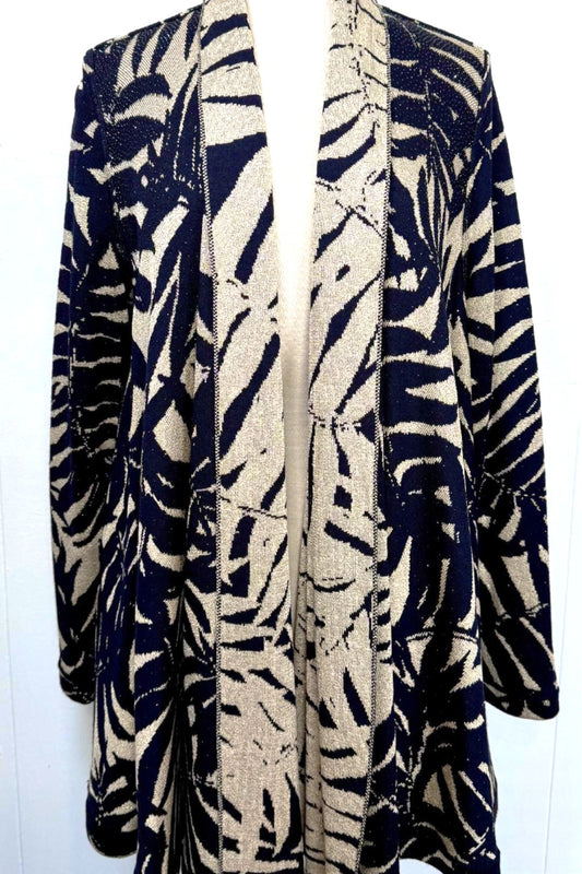 St. John Black & Gold Knit Reversible Swing Jacket - Stud & Paillette Detail - Size 12