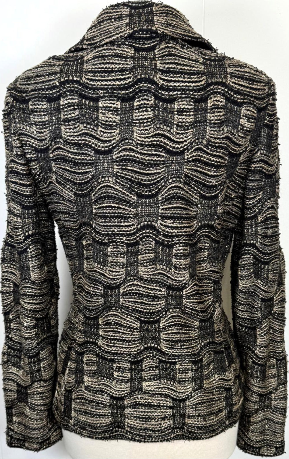 St. John Textured Knit Evening Jacket – Black & Gold with Crystal Buttons - Size 8 and 12
