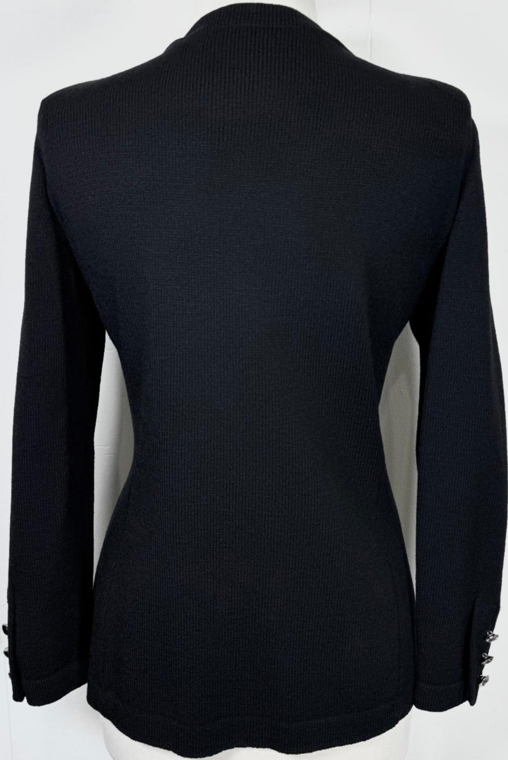 St. John Evening Black Jacket with Crystal Buttons - Size 8