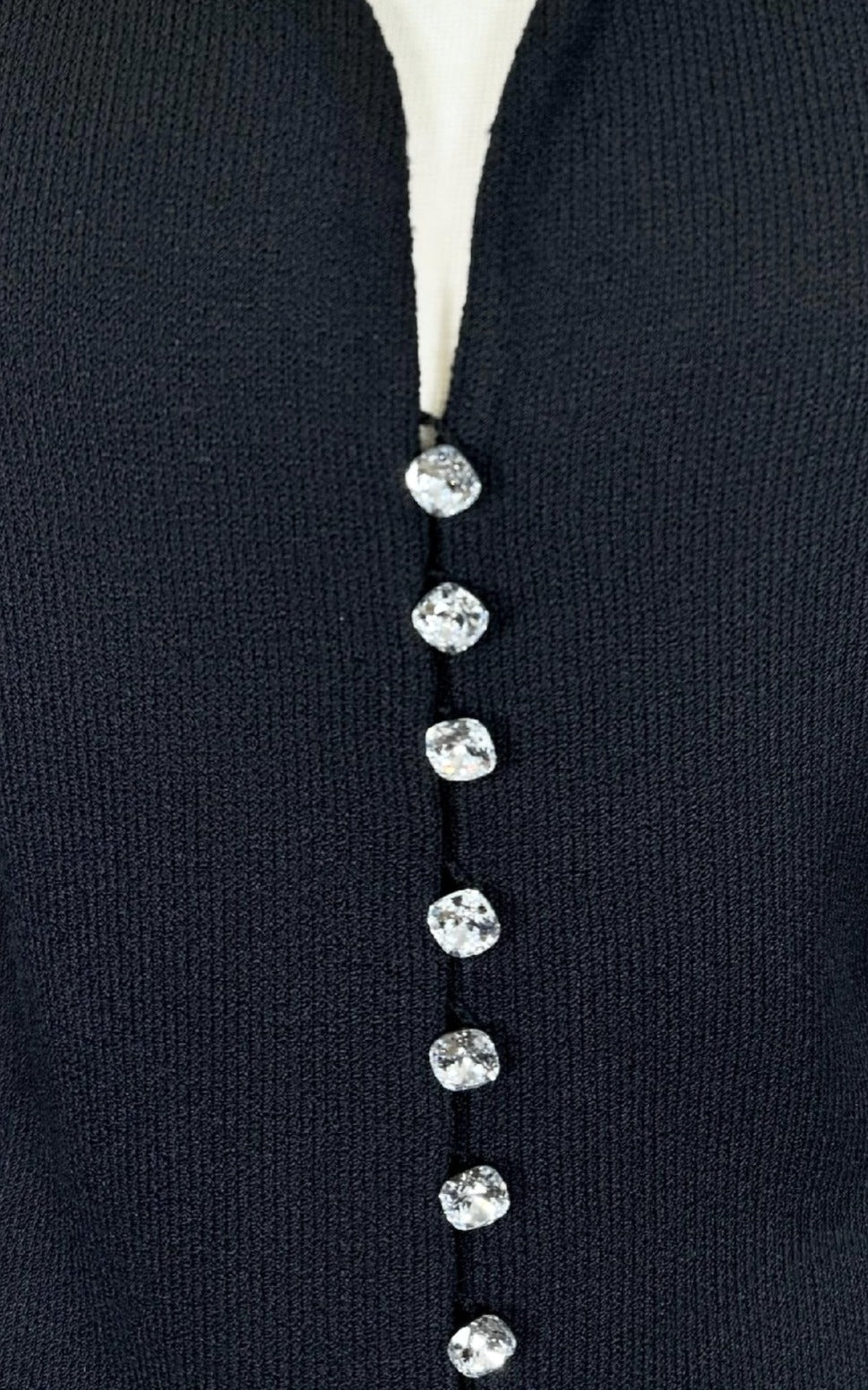St. John Evening Black Jacket with Crystal Buttons - Size 8