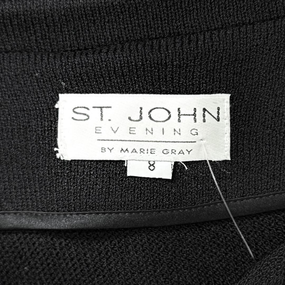 St. John Evening Black Jacket with Crystal Buttons - Size 8