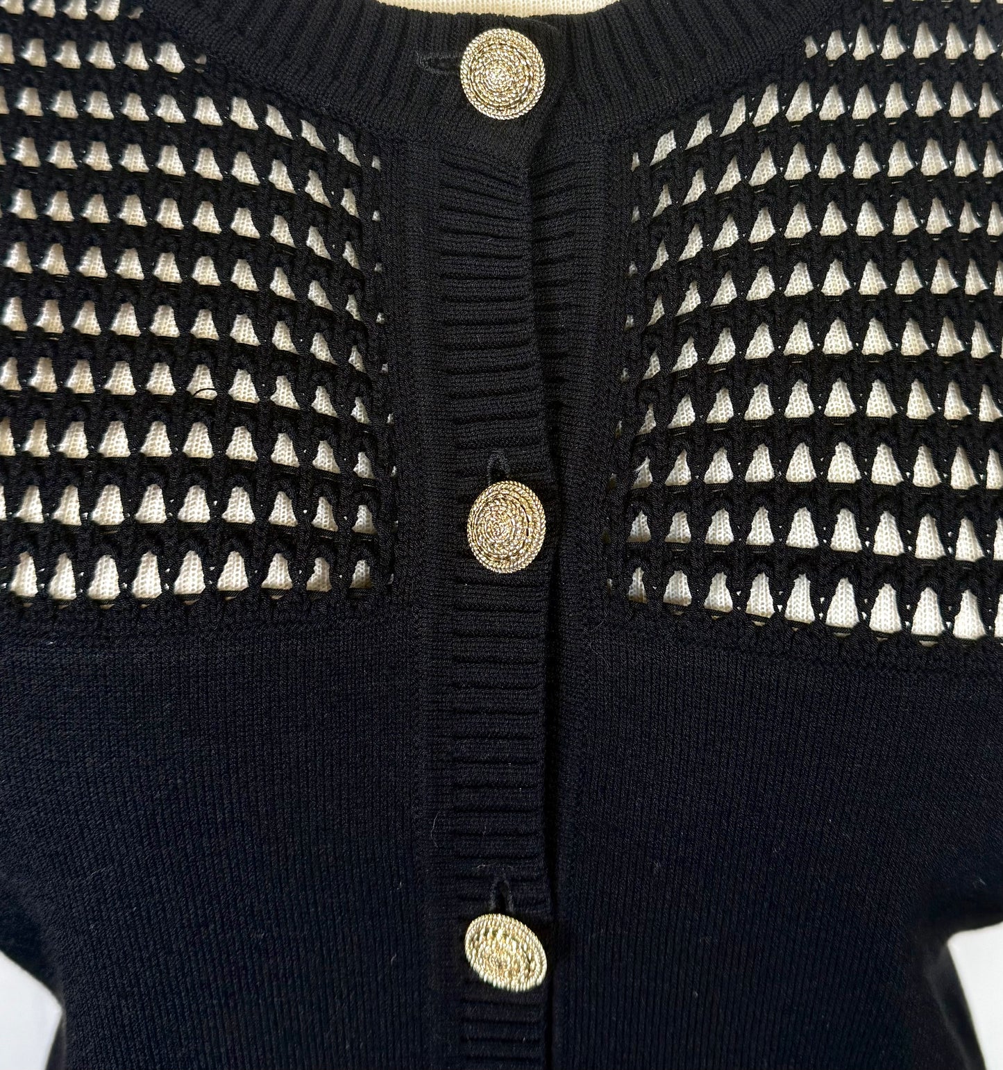 St. John Evening Black Open-Stitch Knit Jacket – Size XL/12/14