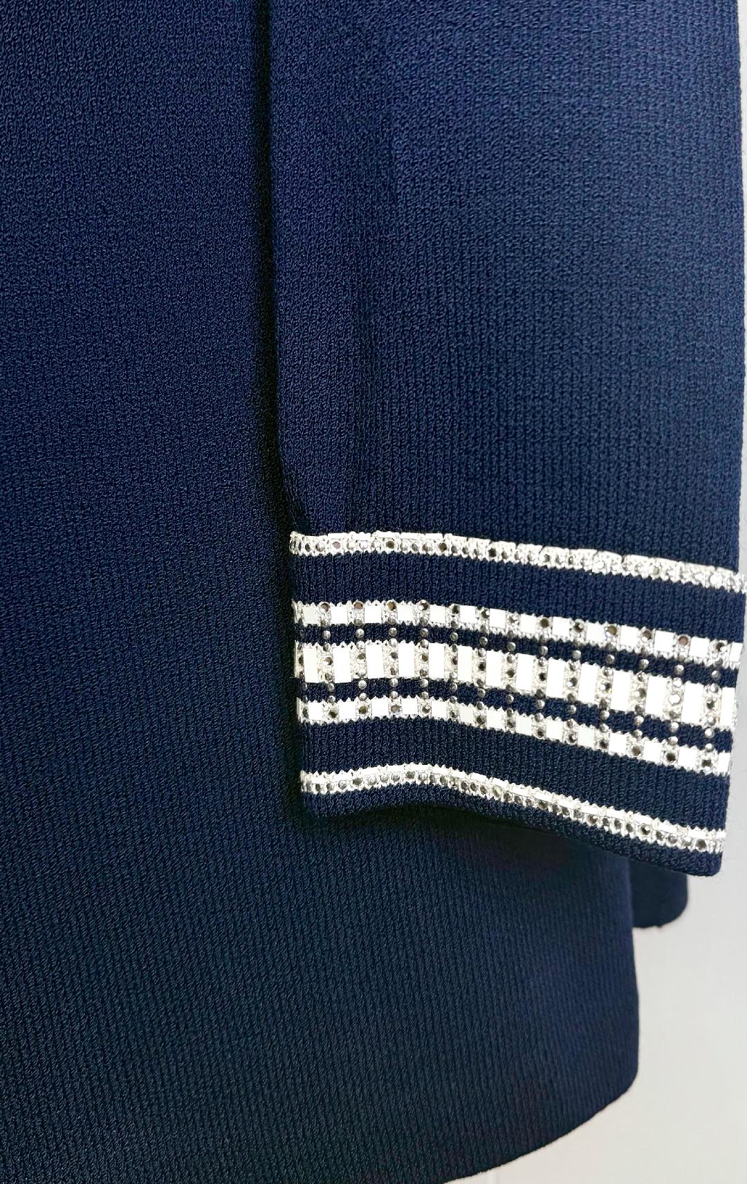 St. John Navy Evening Jacket with Crystal Trim & Buttons - Size 12