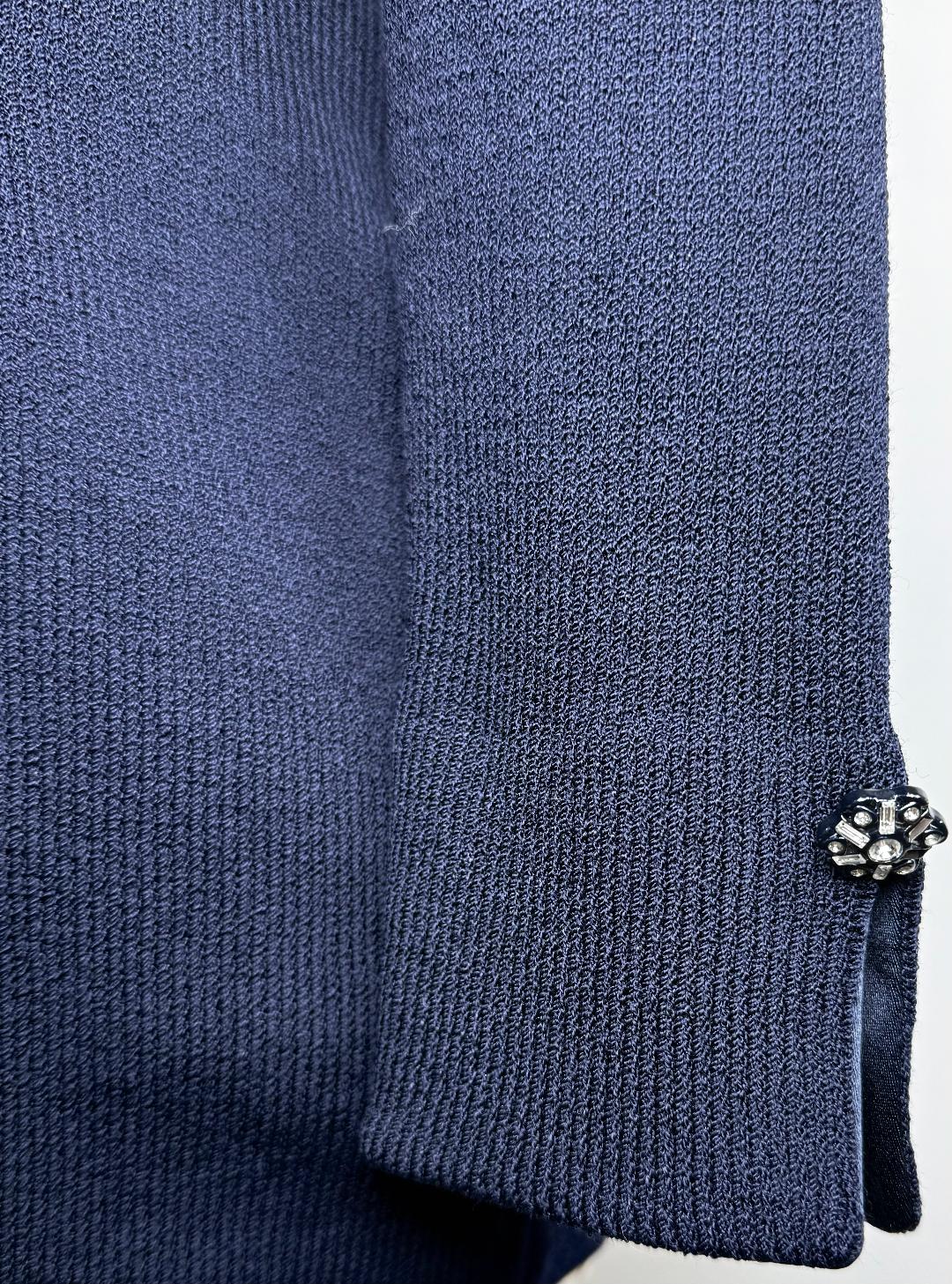 Beautiful St.John Evening Long double breasted jacket in navy with crystal buttons size 8