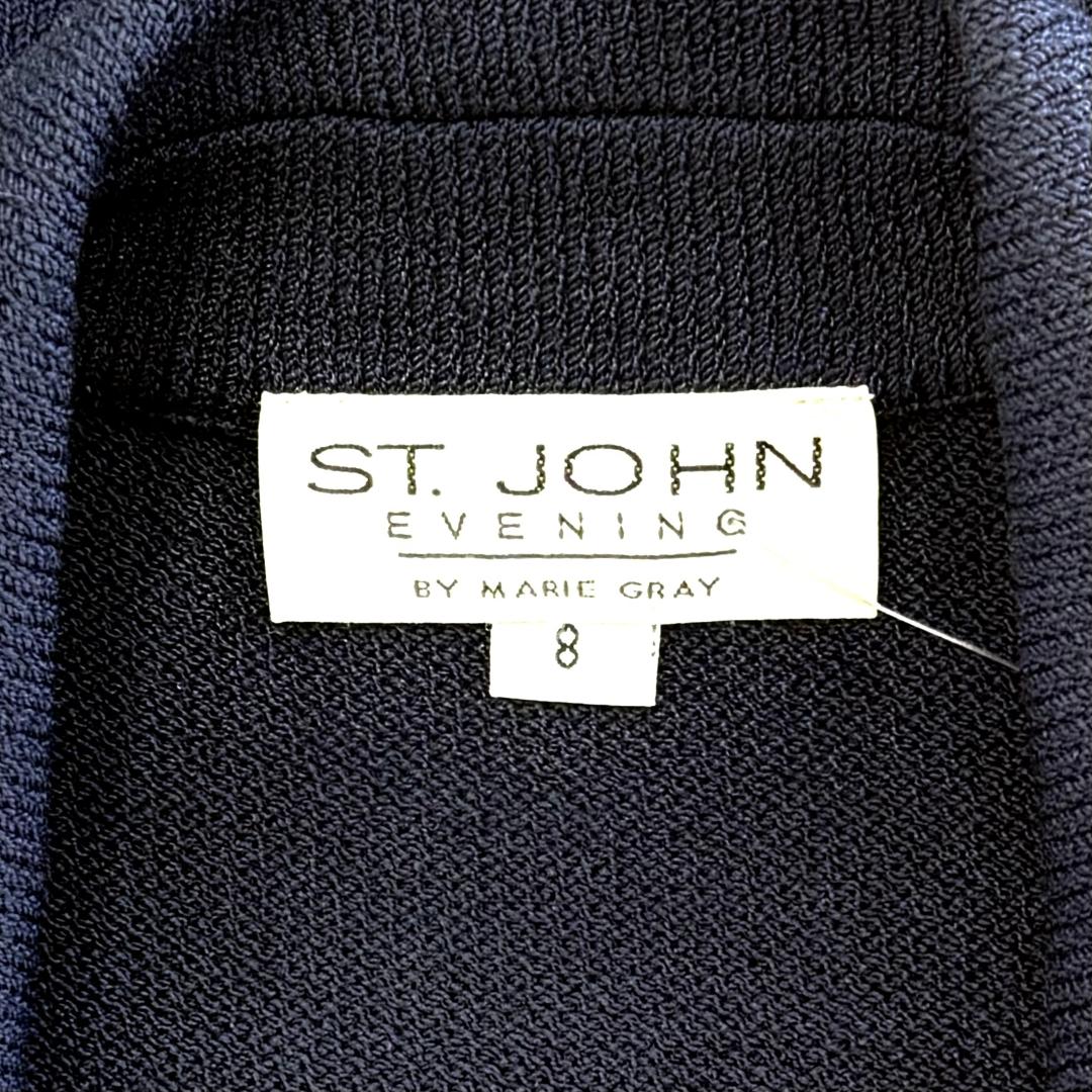Beautiful St.John Evening Long double breasted jacket in navy with crystal buttons size 8