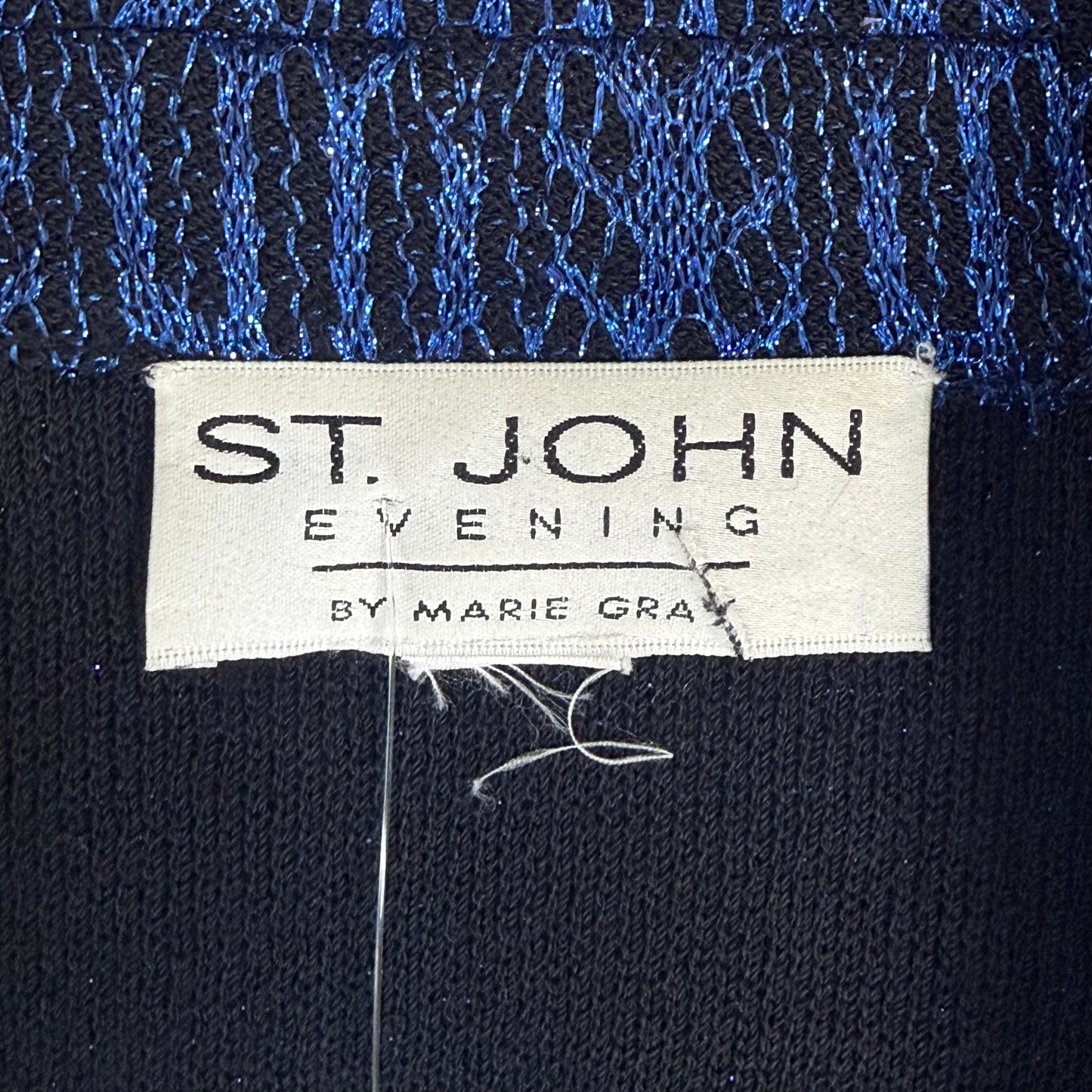 St. John Blue/Multi-Color Knit Jacket – Crystal Buttons & Subtle Paillettes – Size 8