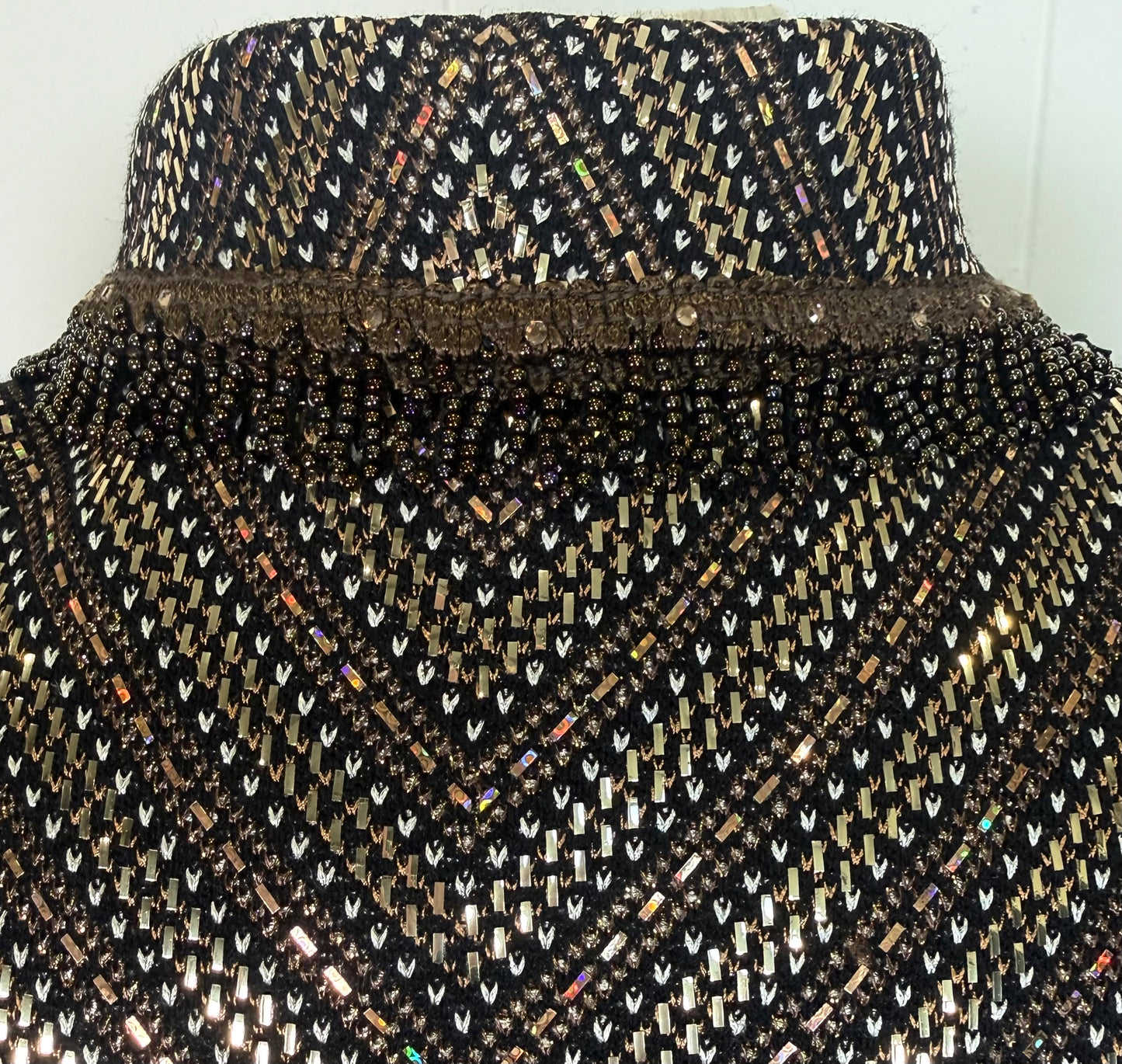 St. John Black Multi-Tone Paillettes Evening Jacket – Beaded Tassel Trim – Size 6