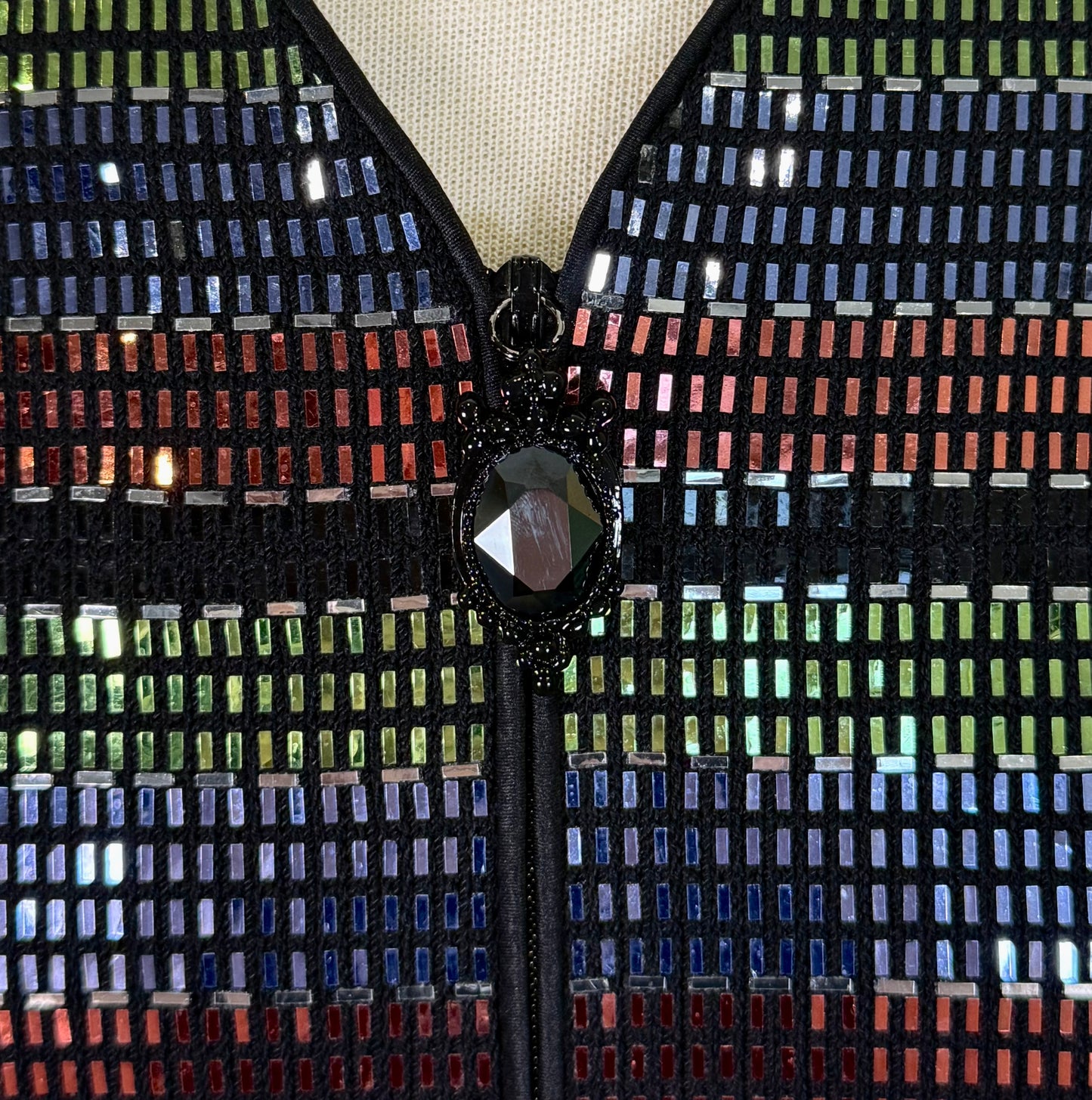 St. John Black Santana Knit Evening Jacket – Multi-Color Paillettes – Size 2