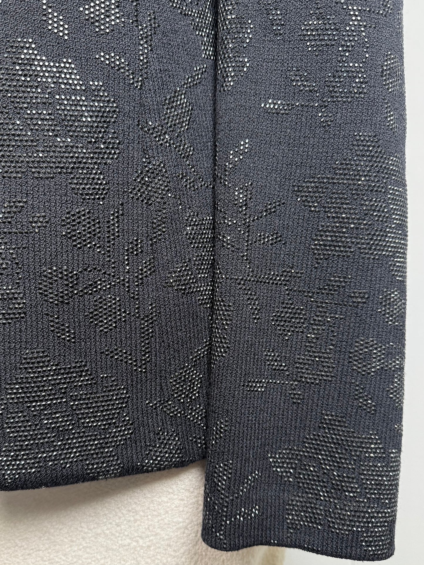St. John Black Santana Knit Evening Jacket – Black Paillettes Design – Size 14