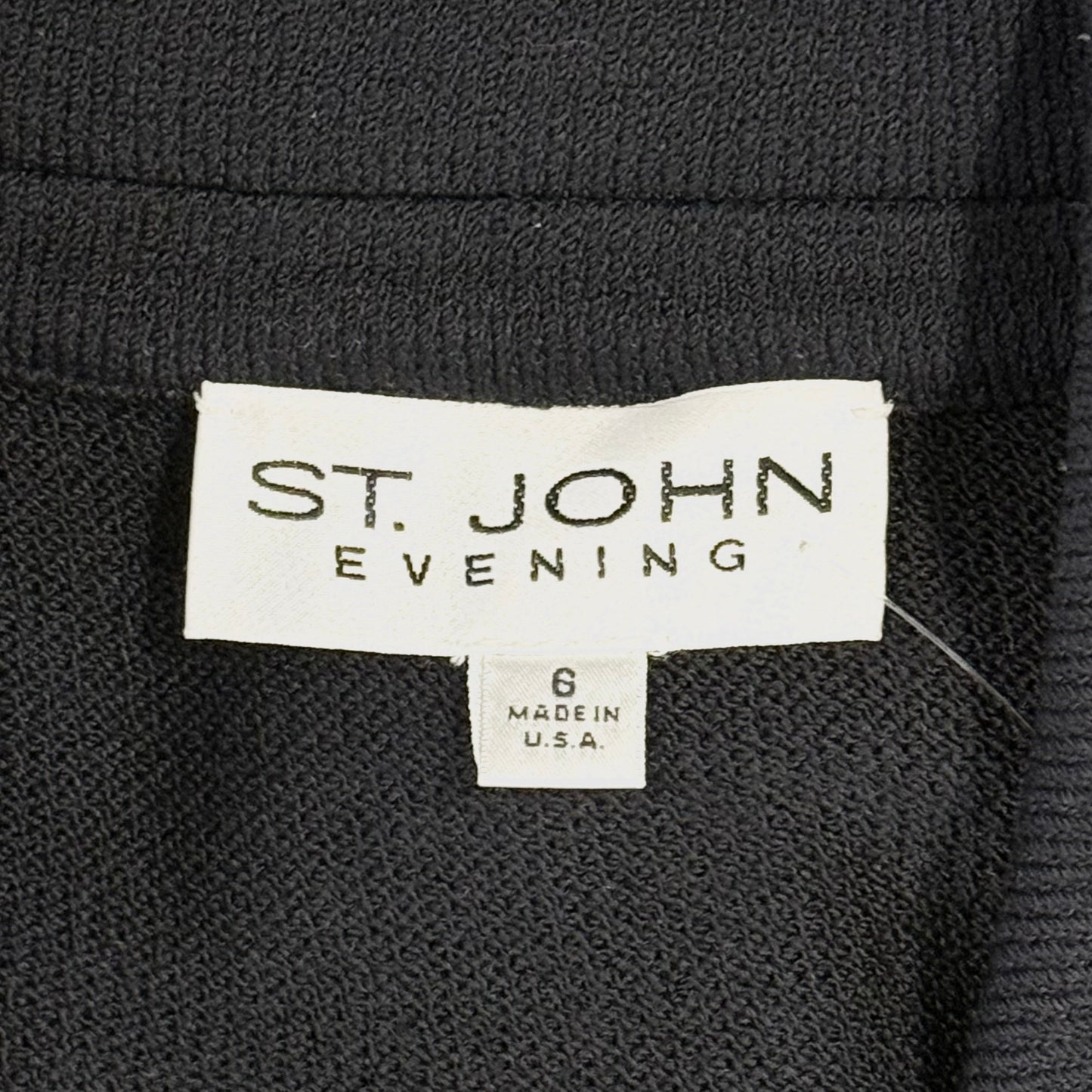 St. John Black Santana Knit Evening Jacket – Crystal Paillette Lapel – Size 6