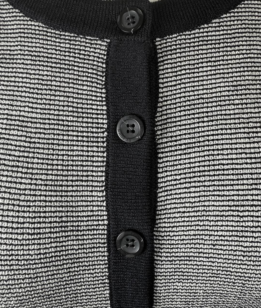 St. John Black & White Knit Button-Front Jacket - Logo Buttons & Sporty Trim - Size XL/14/16