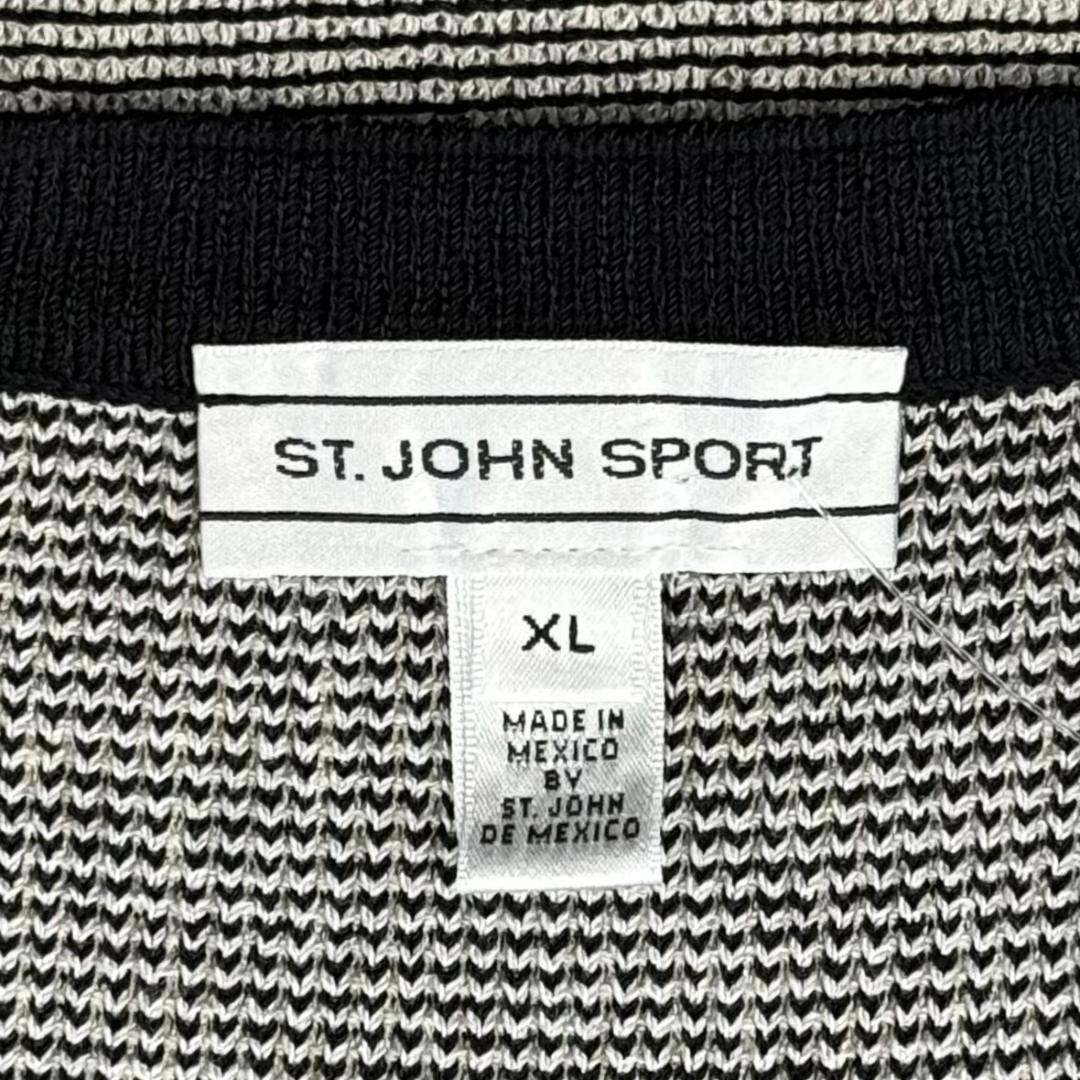 St. John Black & White Knit Button-Front Jacket - Logo Buttons & Sporty Trim - Size XL/14/16
