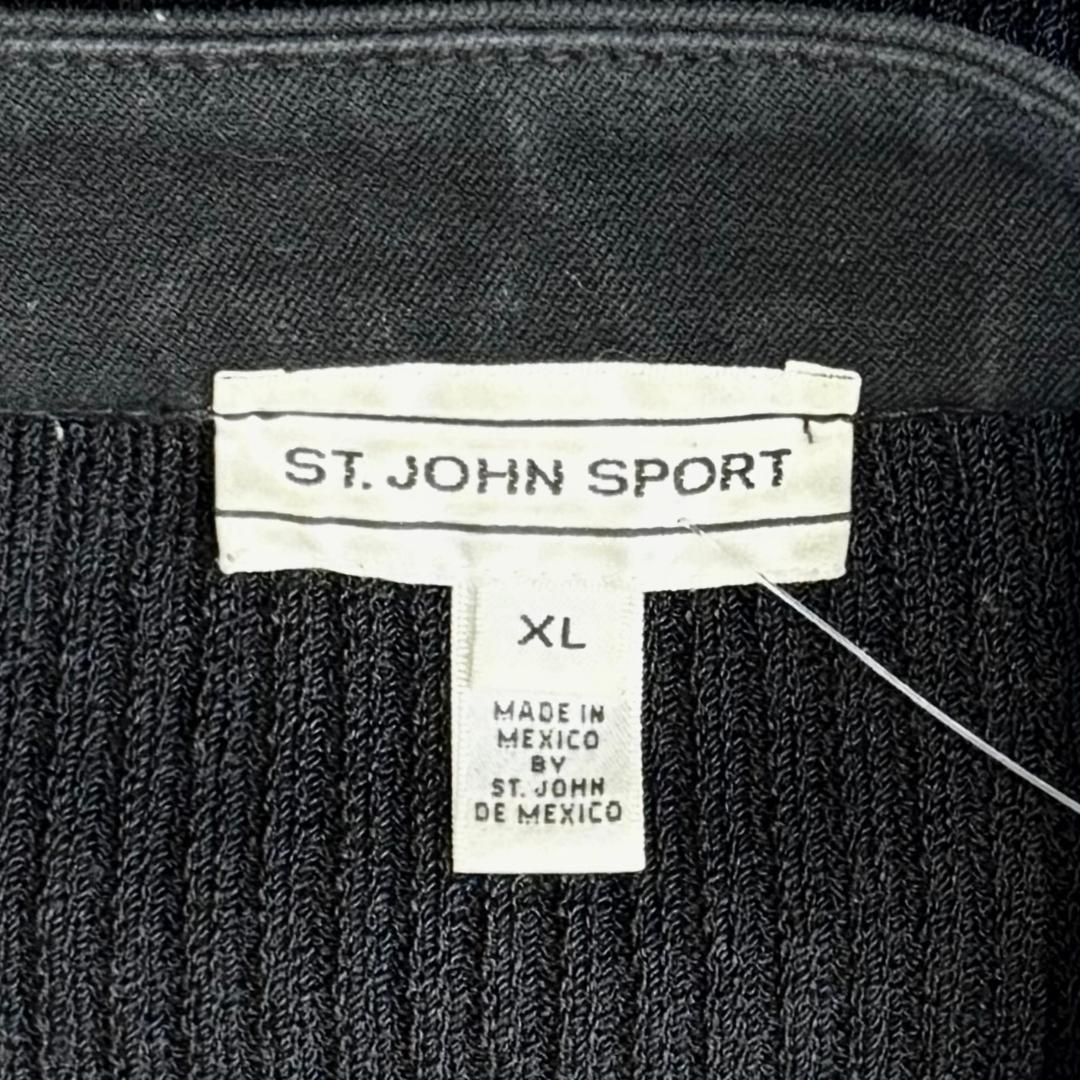 St. John Black Moto-Inspired Jacket - Double Zipper & Silver Hardware - Size XL/12/14