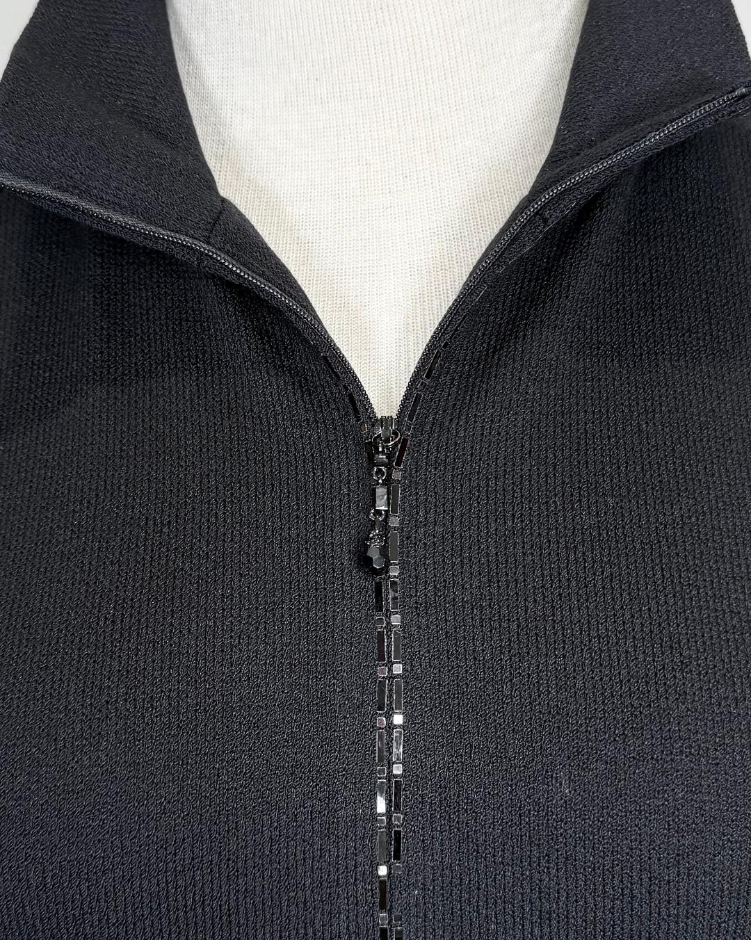St. John Sport Chic Long Jacket in Black Santana Knit - Size L/14/16