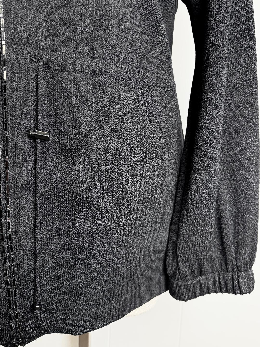 St. John Sport Chic Long Jacket in Black Santana Knit - Size L/14/16