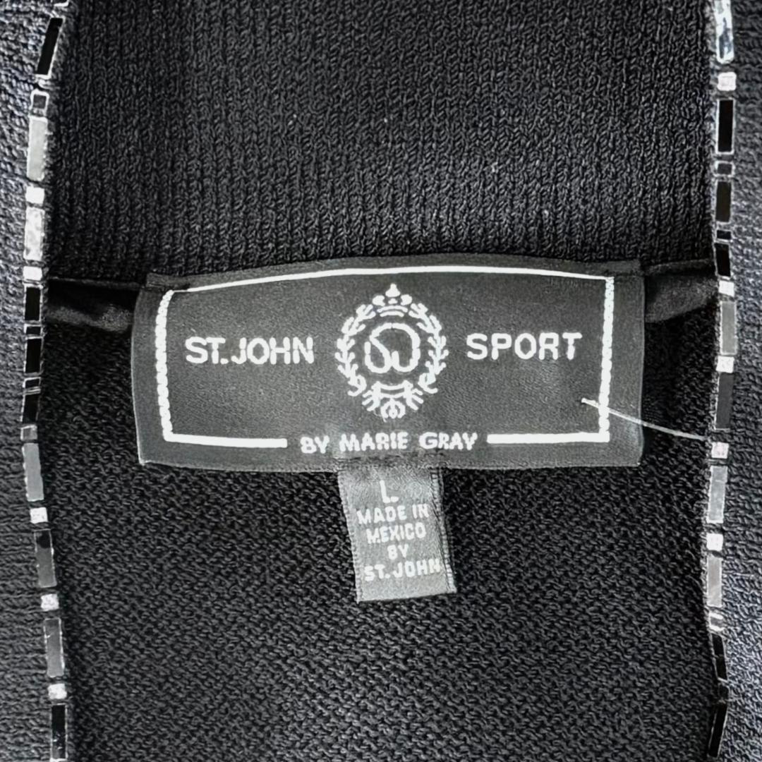 St. John Sport Chic Long Jacket in Black Santana Knit - Size L/14/16