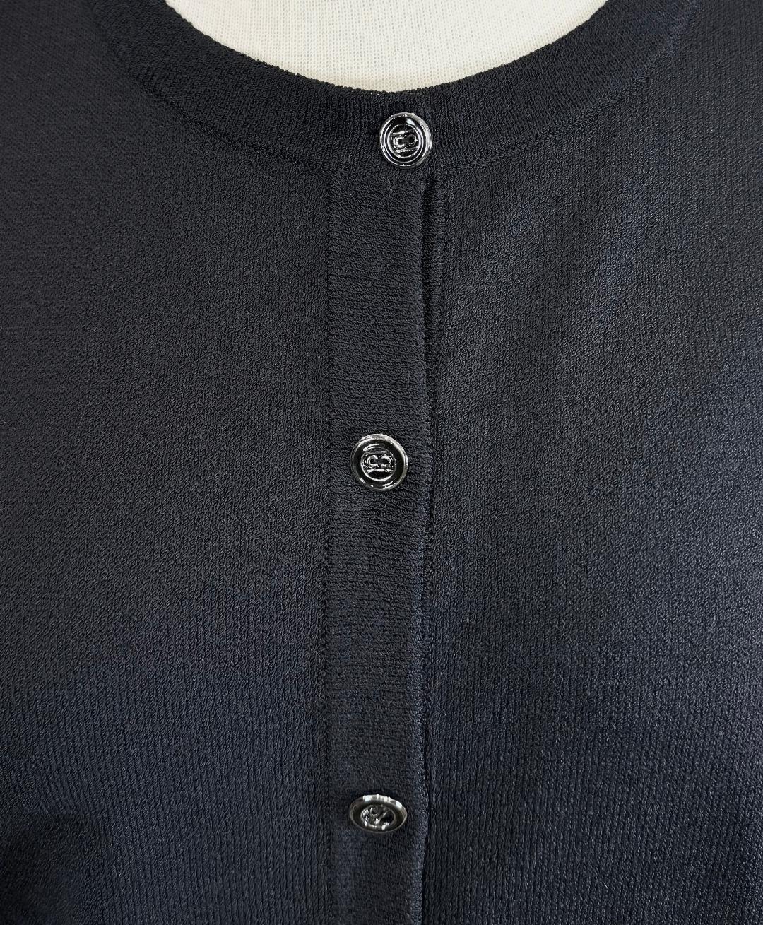 St. John Sport Black Short-Sleeve Jacket with Silver-Accent Buttons - Size XL