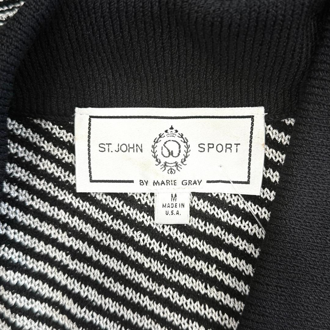St.John Sport zip jacket black silver paillettes logo zipper pull - Size M 8 10